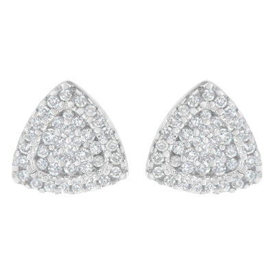 Pendientes de diamantes en forma de triángulo de oro blanco de 14 quilates