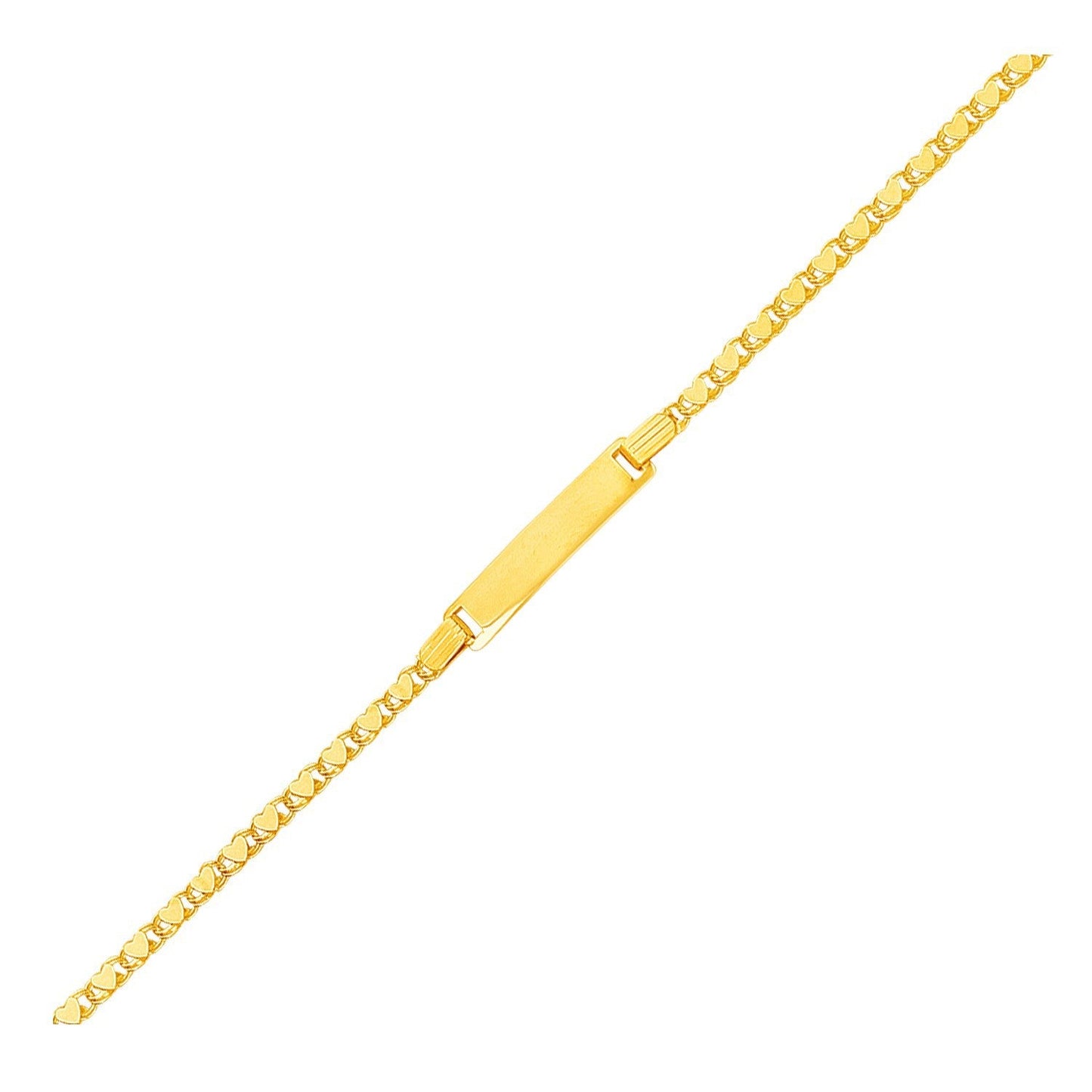Pulsera de identificación con eslabones en forma de corazón para niños en oro amarillo de 14k