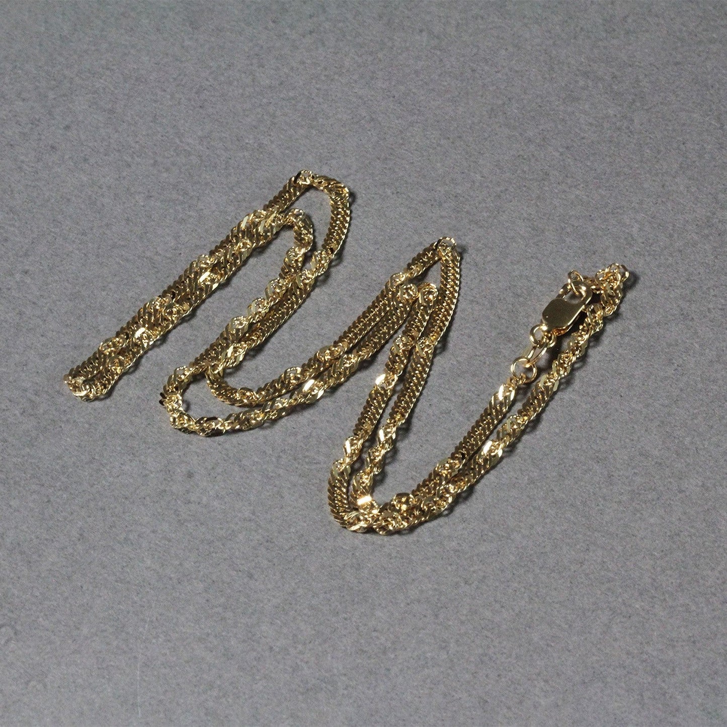 Cadena de Singapur de 2.1mm en Oro Amarillo de 14k