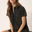 Robe Chemise à Manches Courtes avec Détails de Bouton et Col