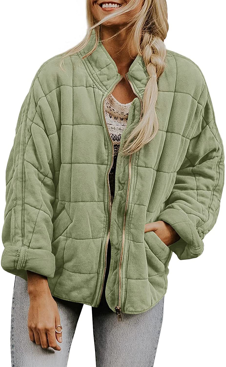 Veste d'hiver élégante à col montant zippée pour femmes