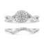 Anillo de Conjunto de Boda con Halo de Diamantes de Plata Esterlina .925 - Talla 7