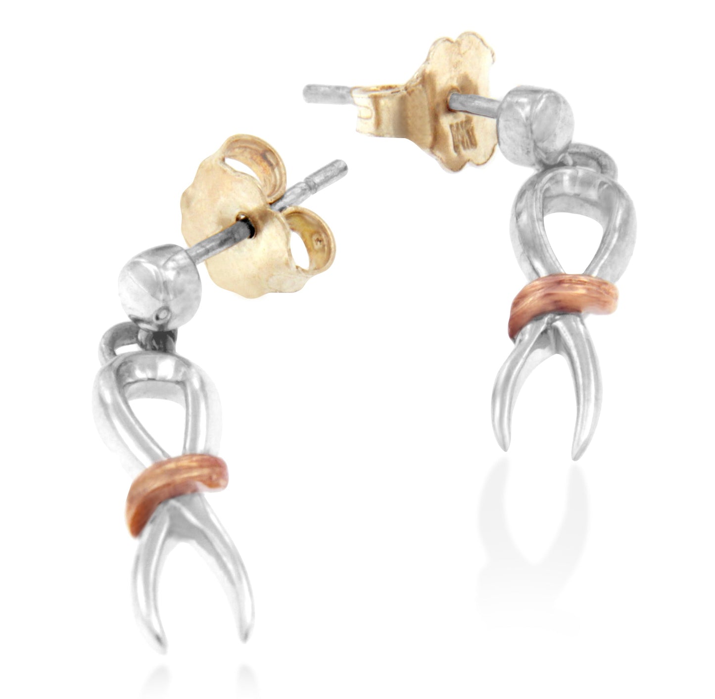 Boucles d'oreilles pendantes en argent sterling .925 plaqué or 10K à deux tons