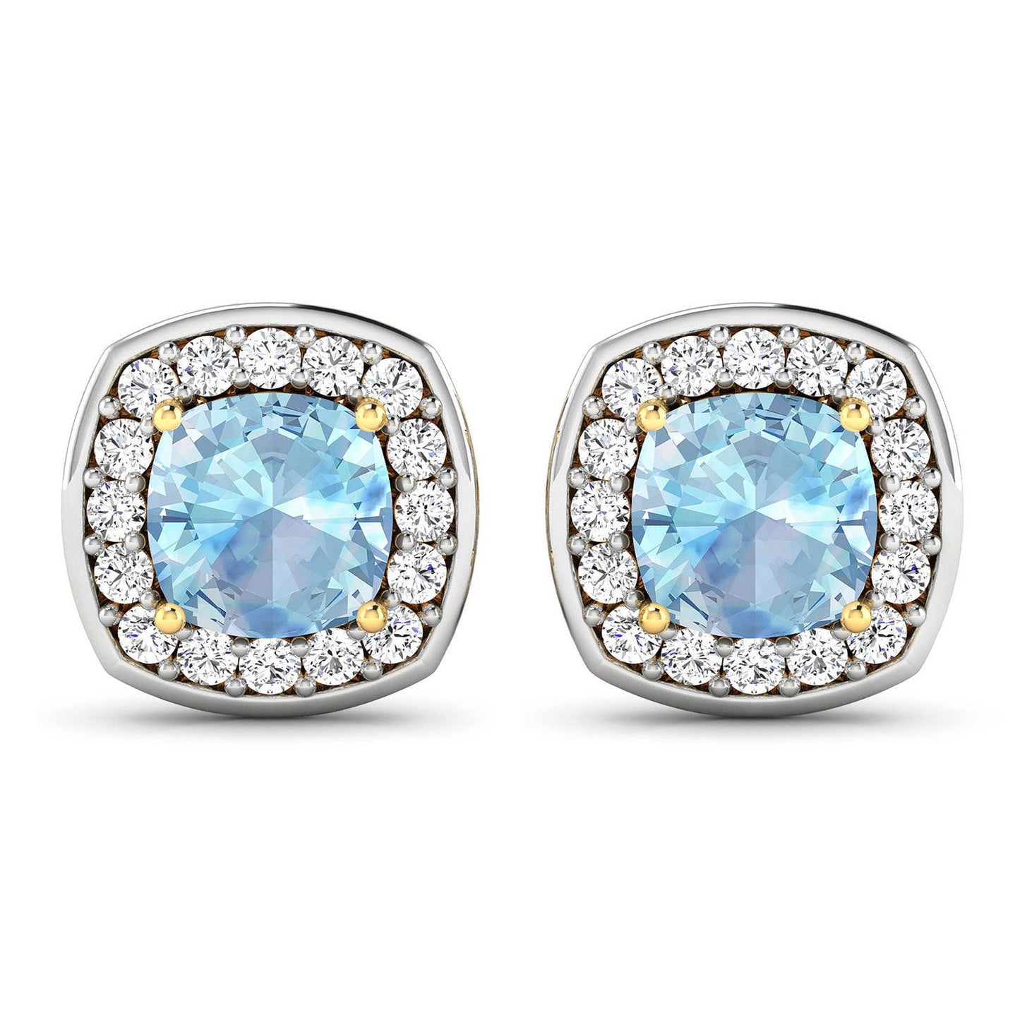 Boucles d'oreilles en aquamarine véritable et diamants blancs de 1,95 carat