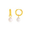 14k Yellow Gold Small Hoop Earrings with Pearls