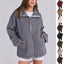 Manteau élégant d'hiver à col avec fermeture éclair et poches