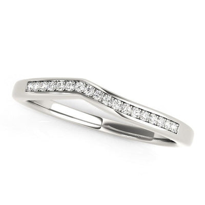 Anillo de boda de diamantes con diseño curvado moderno en oro blanco de 14k