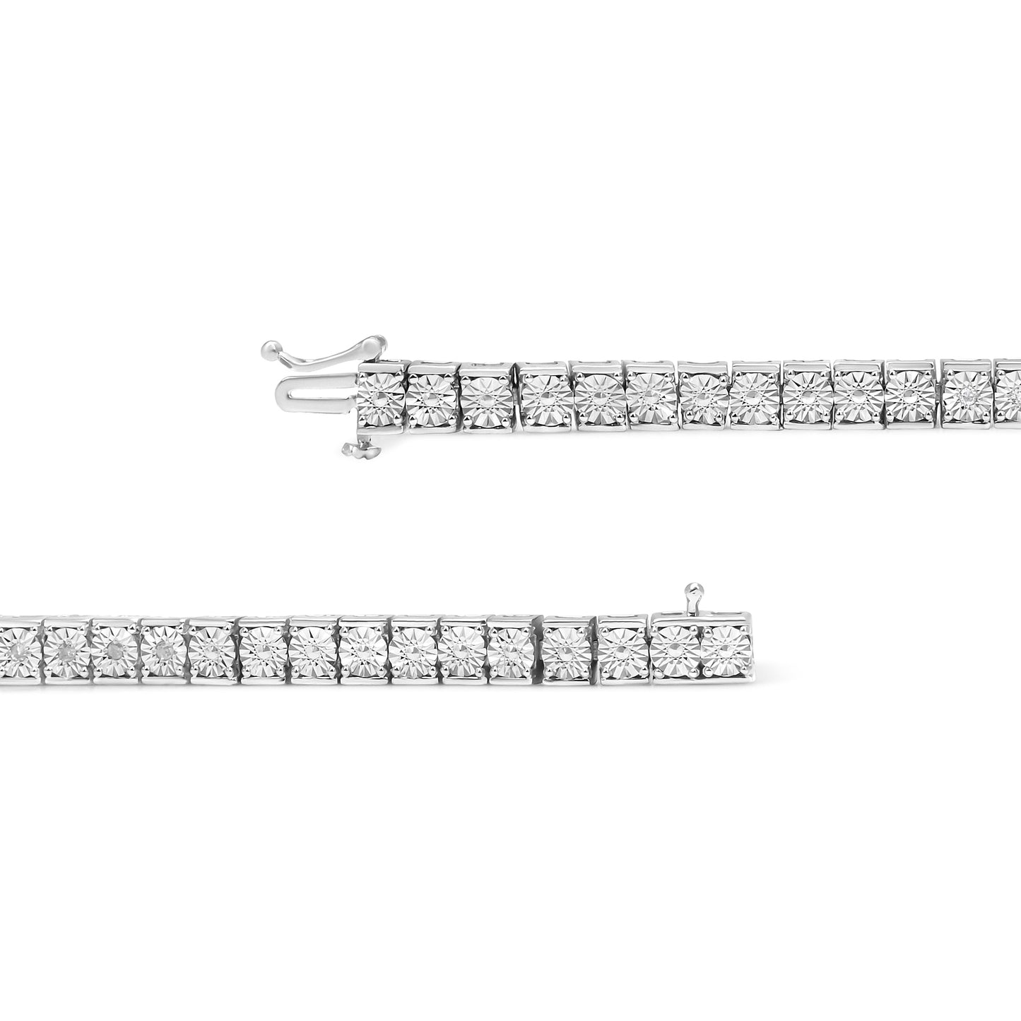 .925 Sterling Silver Diamond Link Bracelet - 1/10 Cttw