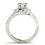 14k White and Yellow Gold Round Bypass Diamond Engagement Ring