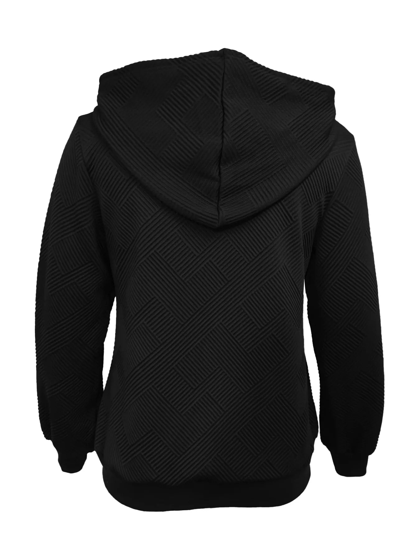 Texture Zip-Up Hoodie with Adjustable Drawstring