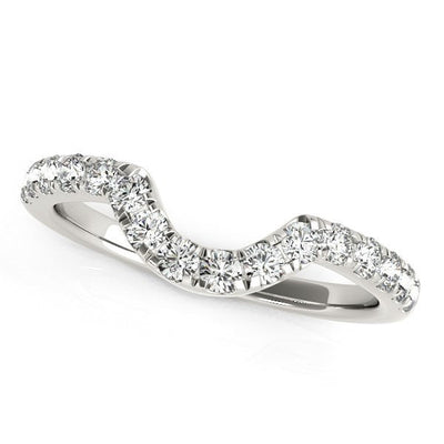 Anillo de boda de diamantes curvado en oro blanco de 14k