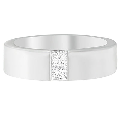 Anillo de banda de canal de diamantes de 1/4 ct.TDW en oro blanco de 14K para hombres