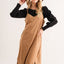 Chic Faux Suede Slit Midi Dress – Elegant Cami Dress for Every Occasion - Korvel