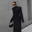 Temperament Shoulder-Padded Waist-Cinching Wool Coat for Women