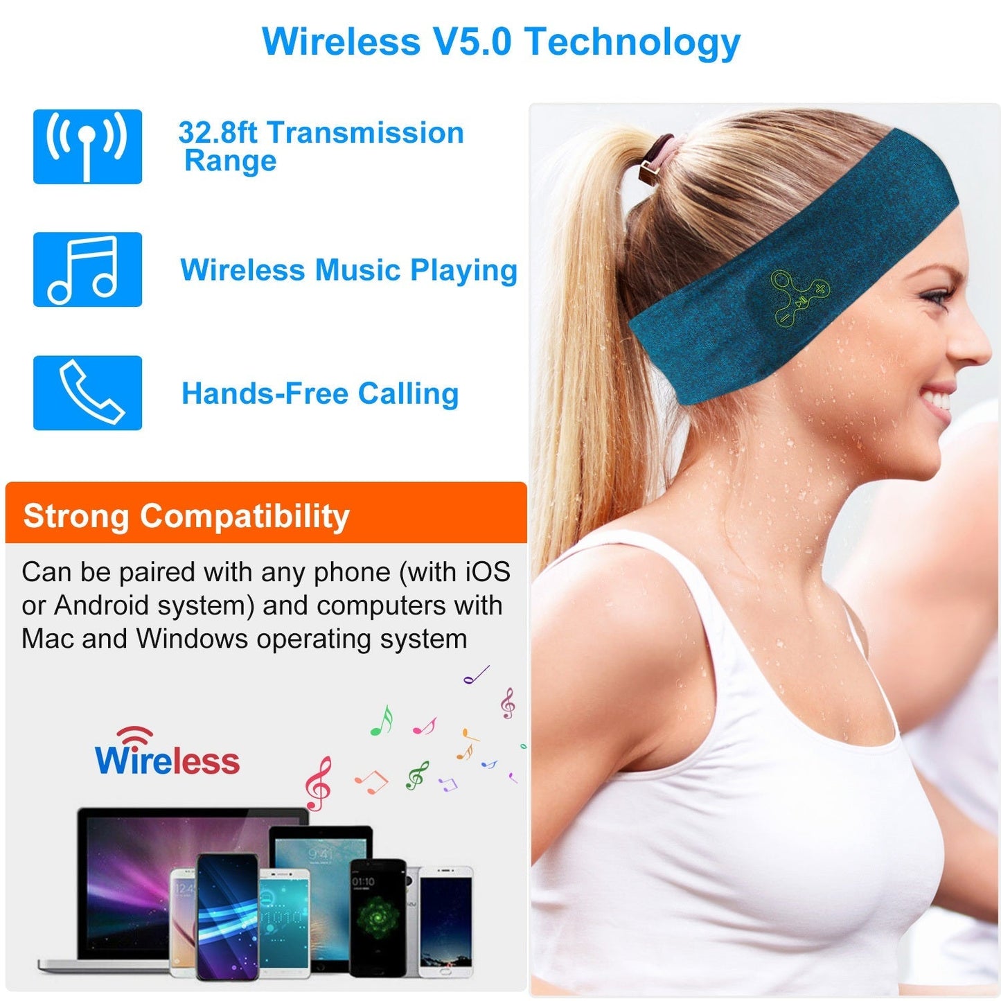 Wireless Sleep Headband with HD Speakers for Active Lifestyles
