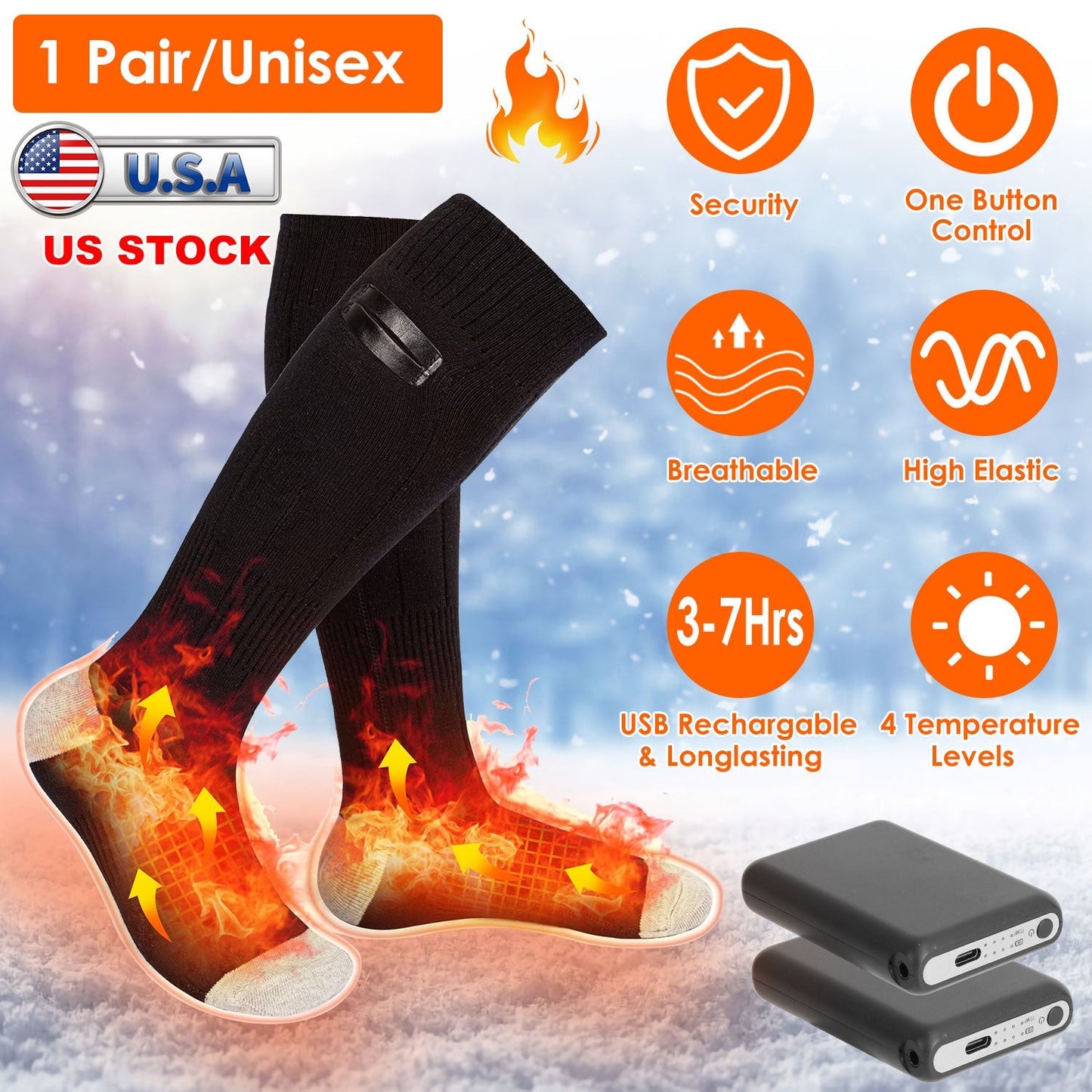 Rechargeable Electric Heated Socks for Men & Women