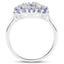 2.31 Carat Genuine Tanzanite Cluster Ring in Sterling Silver