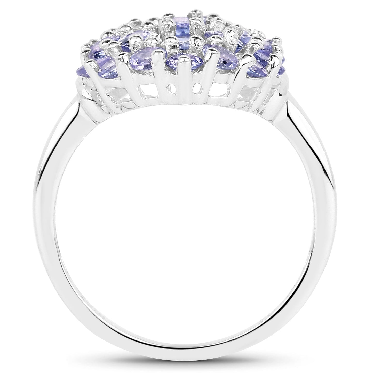 2.31 Carat Genuine Tanzanite Cluster Ring in Sterling Silver