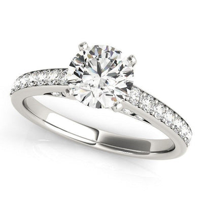 Anillo de Compromiso de Diamantes en Oro Blanco de 14k con Fijación de Garra en Fila Única