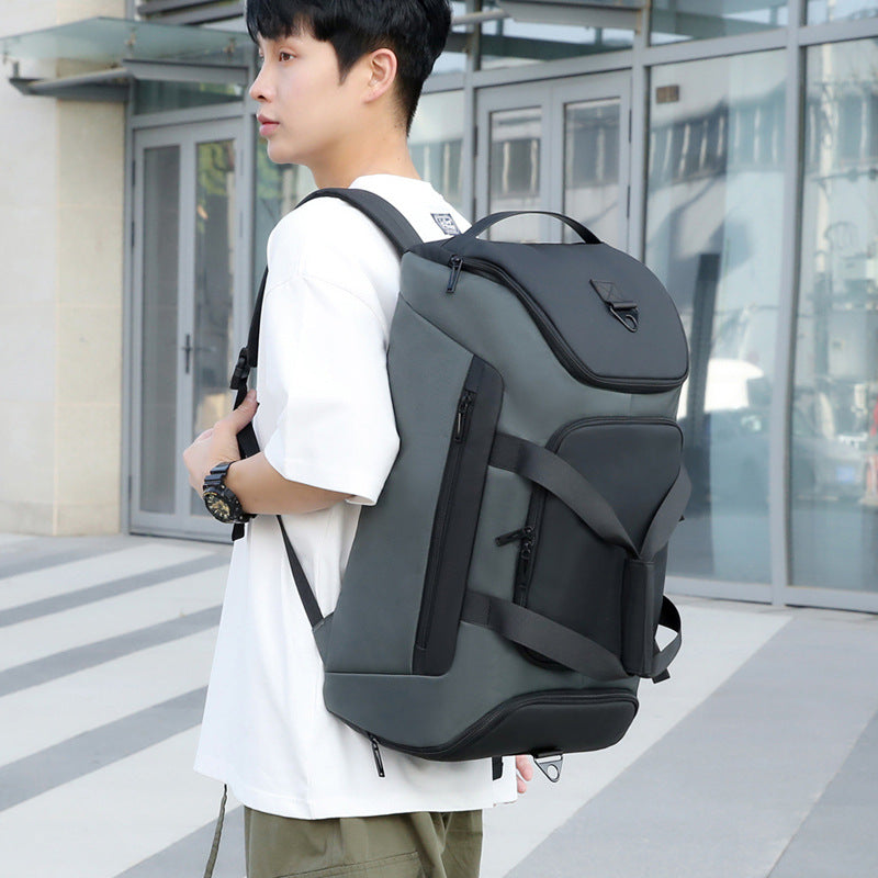Large-Capacity Leather-Coated Duffel Bag for Outdoor Travel