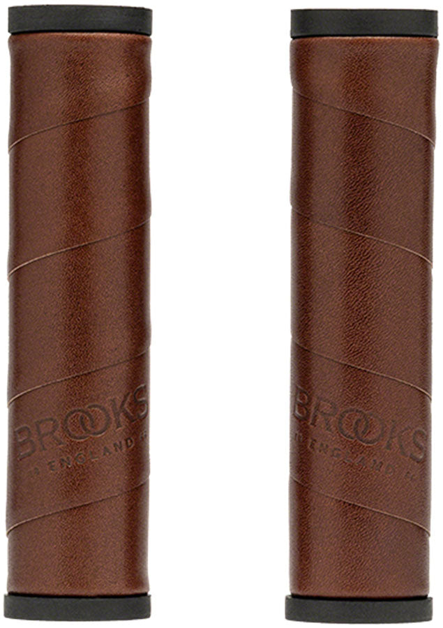 Brooks Willow Leather Grips - Antique Brown 130mm