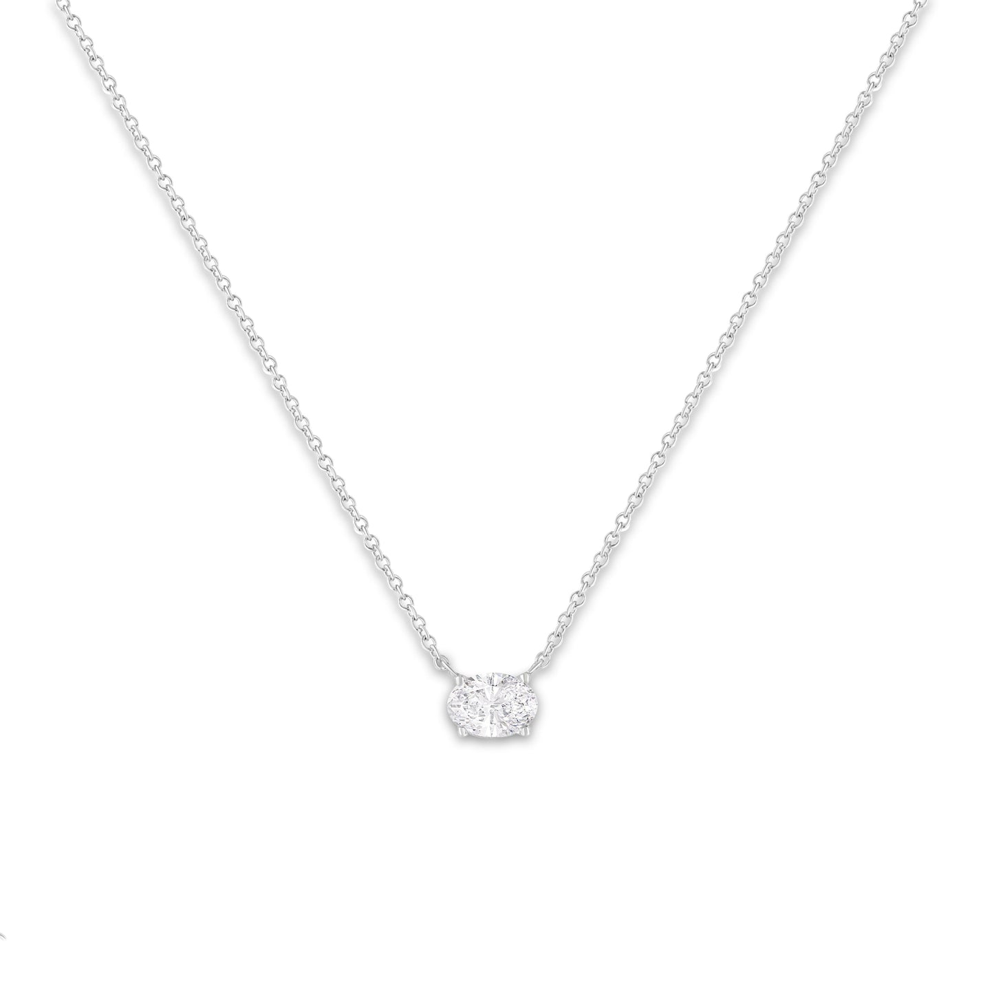 Pendentif en diamant ovale cultivé en laboratoire en or blanc 10K certifié IGI