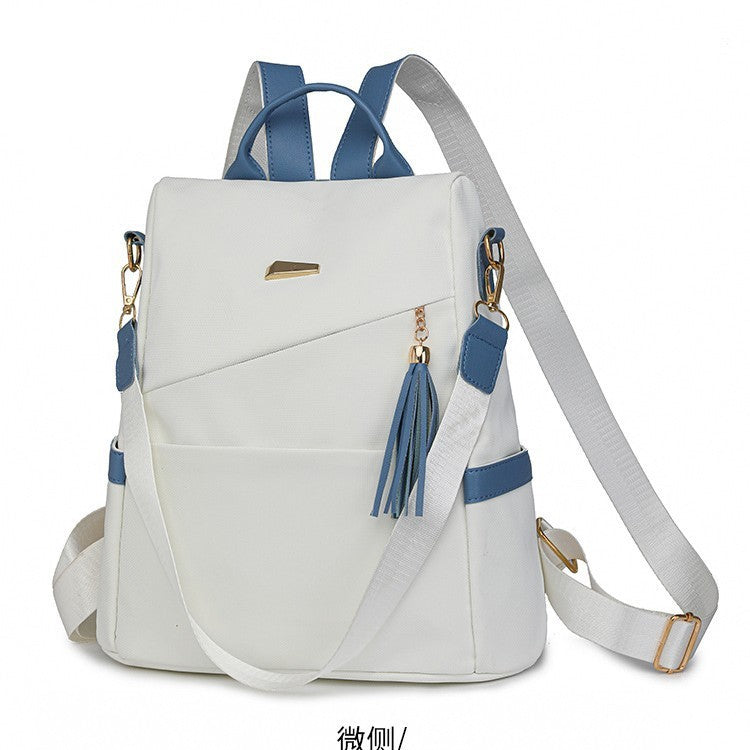 Oxford Cloth Stitching Women'S Backpack Anti-Theft Back Zipper Girls Schoolbag Casual Travel Double Shoulder Backpack - Korvel