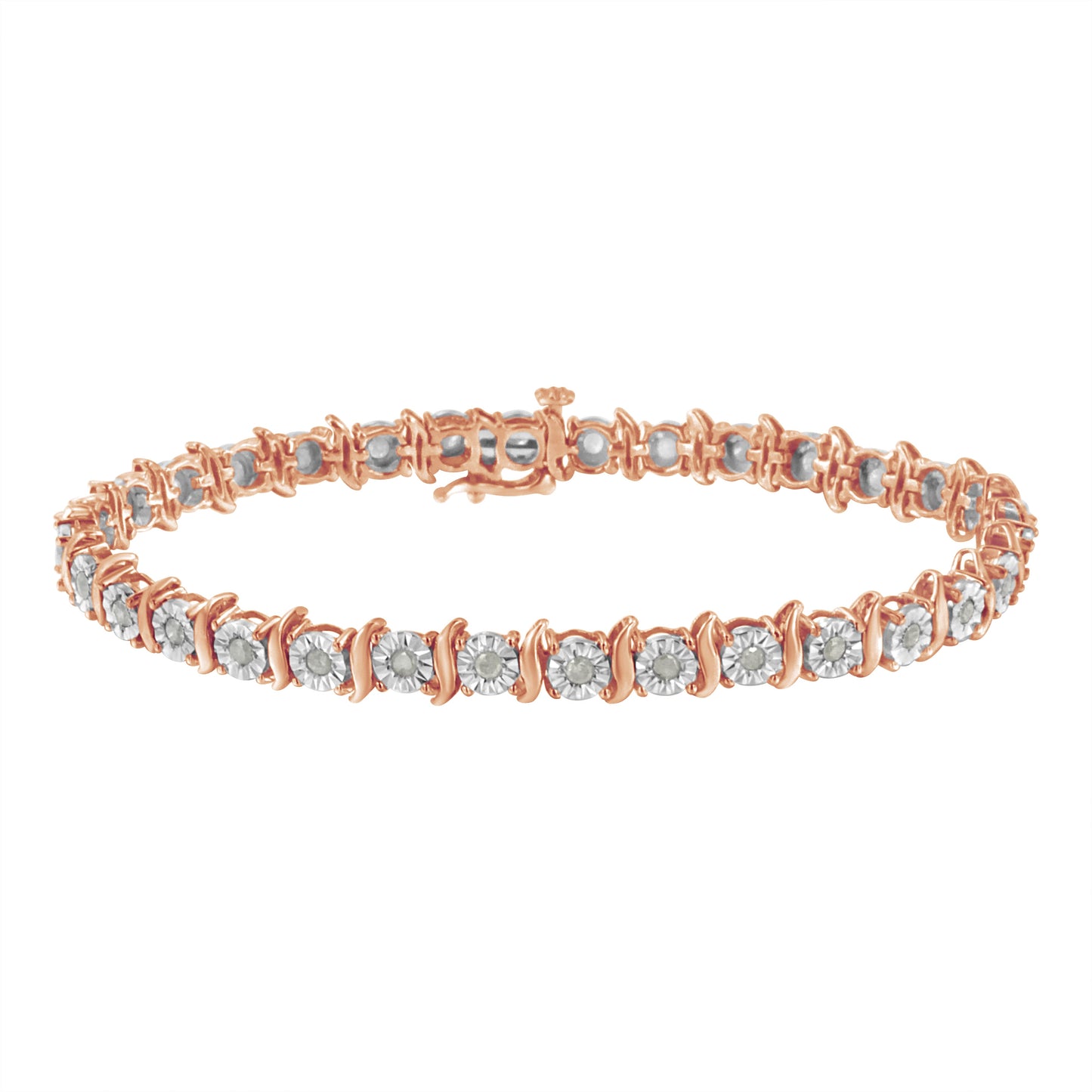 Pulsera de Tenis S-Curve de Diamantes en Oro de 10K y Plata Esterlina Bicolor