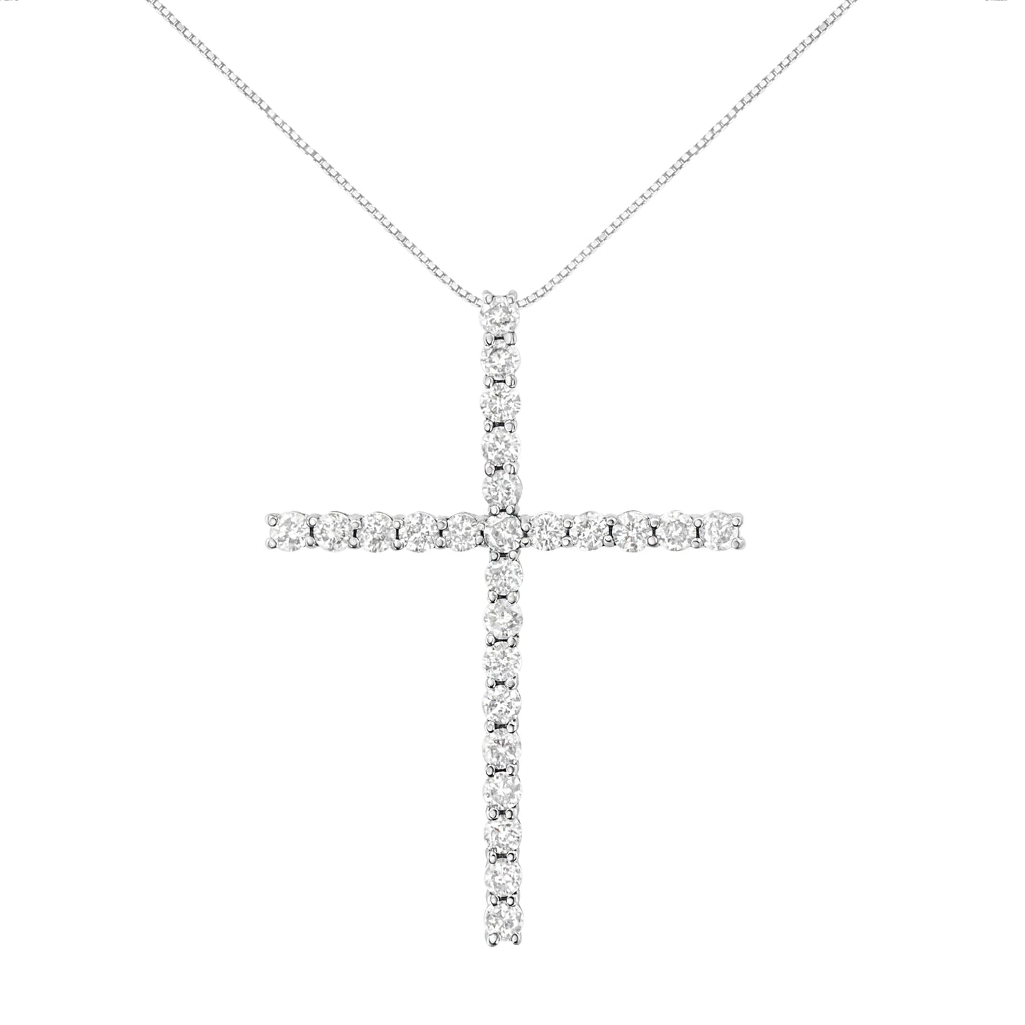 Collar con Colgante de Cruz de Diamante de Plata Esterlina .925 - 18"