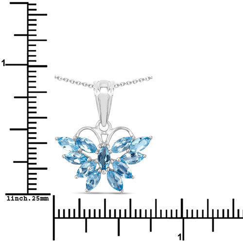 Colgante de Topacio Azul Suizo Genuino de 1.76 Quilates en Plata Esterlina