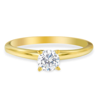 GIA Certified 14K Yellow Gold 1/2 Cttw Diamond Solitaire Engagement Ring - Size 6
