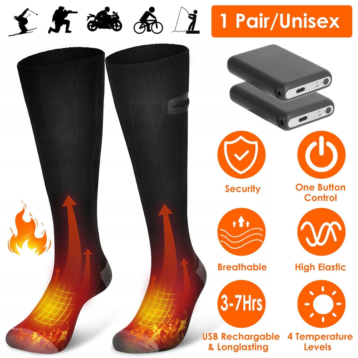 Rechargeable Electric Heated Socks for Men & Women