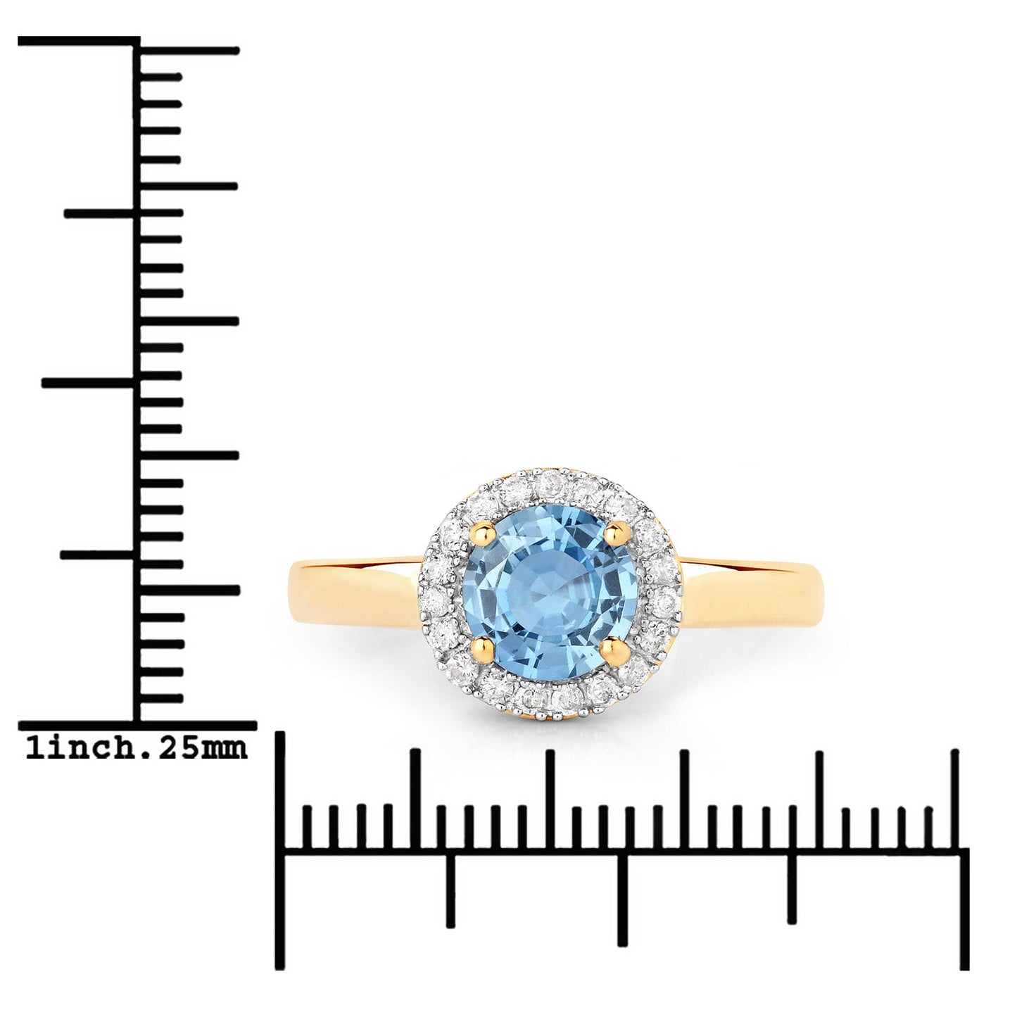Bague de fiançailles en saphir bleu et diamant de 1,03 carat en or jaune 14K