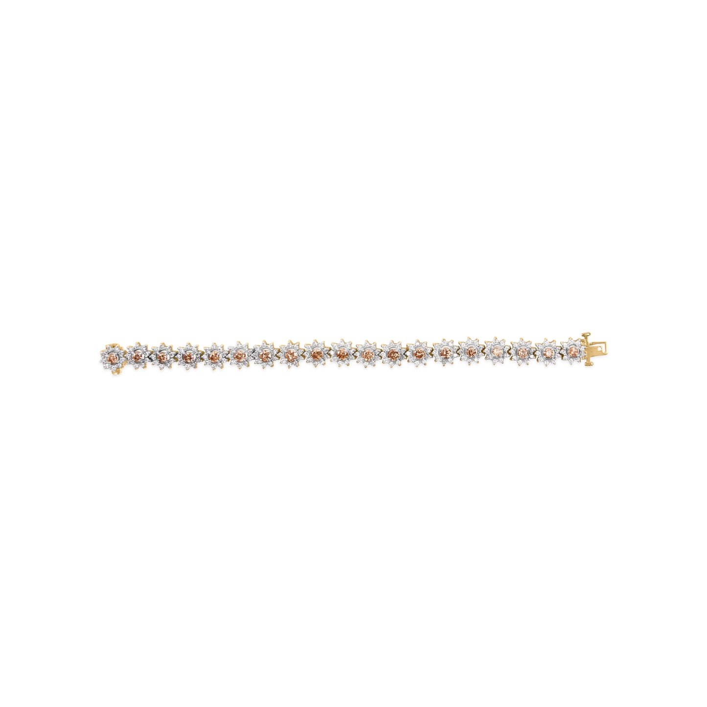 14K Yellow Gold Champagne Diamond Floral Cluster Bracelet