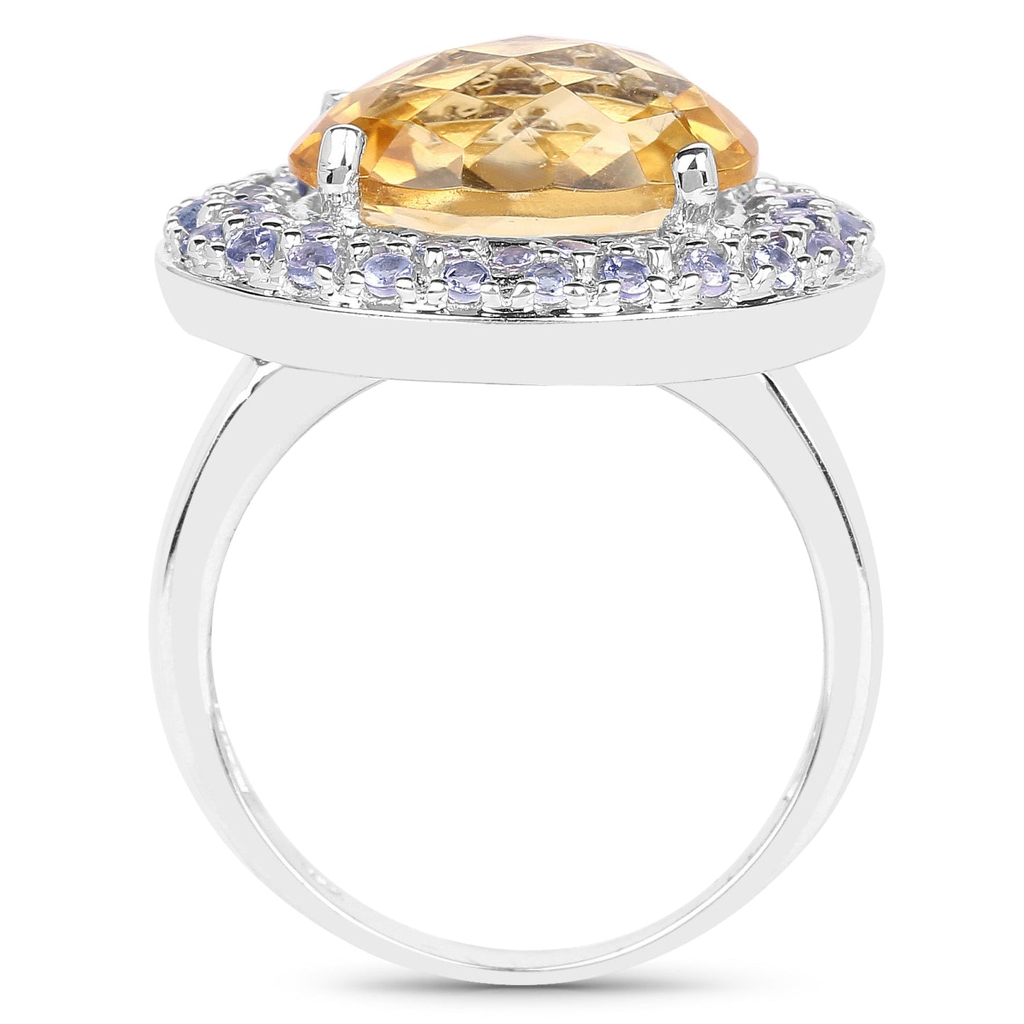 5.78 Carat Genuine Citrine and Tanzanite Sterling Silver Ring