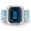 Anillo de Topacio Azul de Londres y Topacio Azul Suizo de 8.17 Quilates