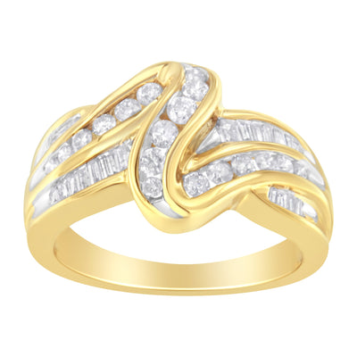 10K Yellow Gold Diamond Double Shank Bypass Engagement Ring - Size 6.75