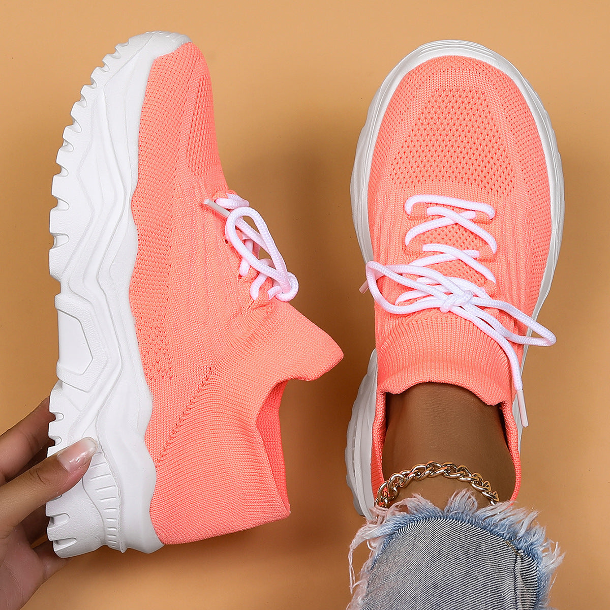 Baskets respirantes en tricot Fly pour femmes grandes tailles