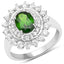 Bague en argent sterling avec chrome diopside de 2,40 carats et zircon blanc