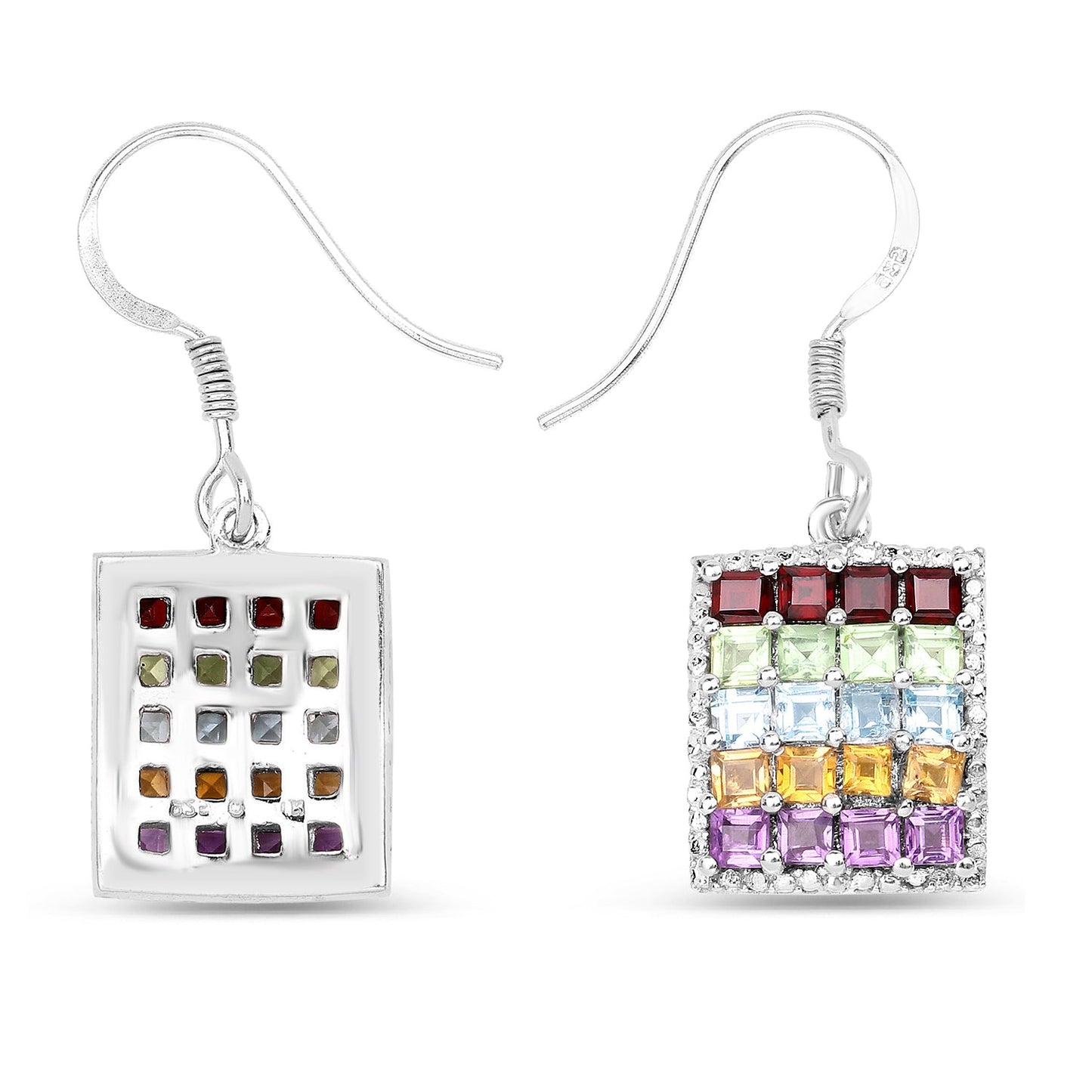 4.32 Carat Genuine Multi-Stone .925 Sterling Silver Earrings