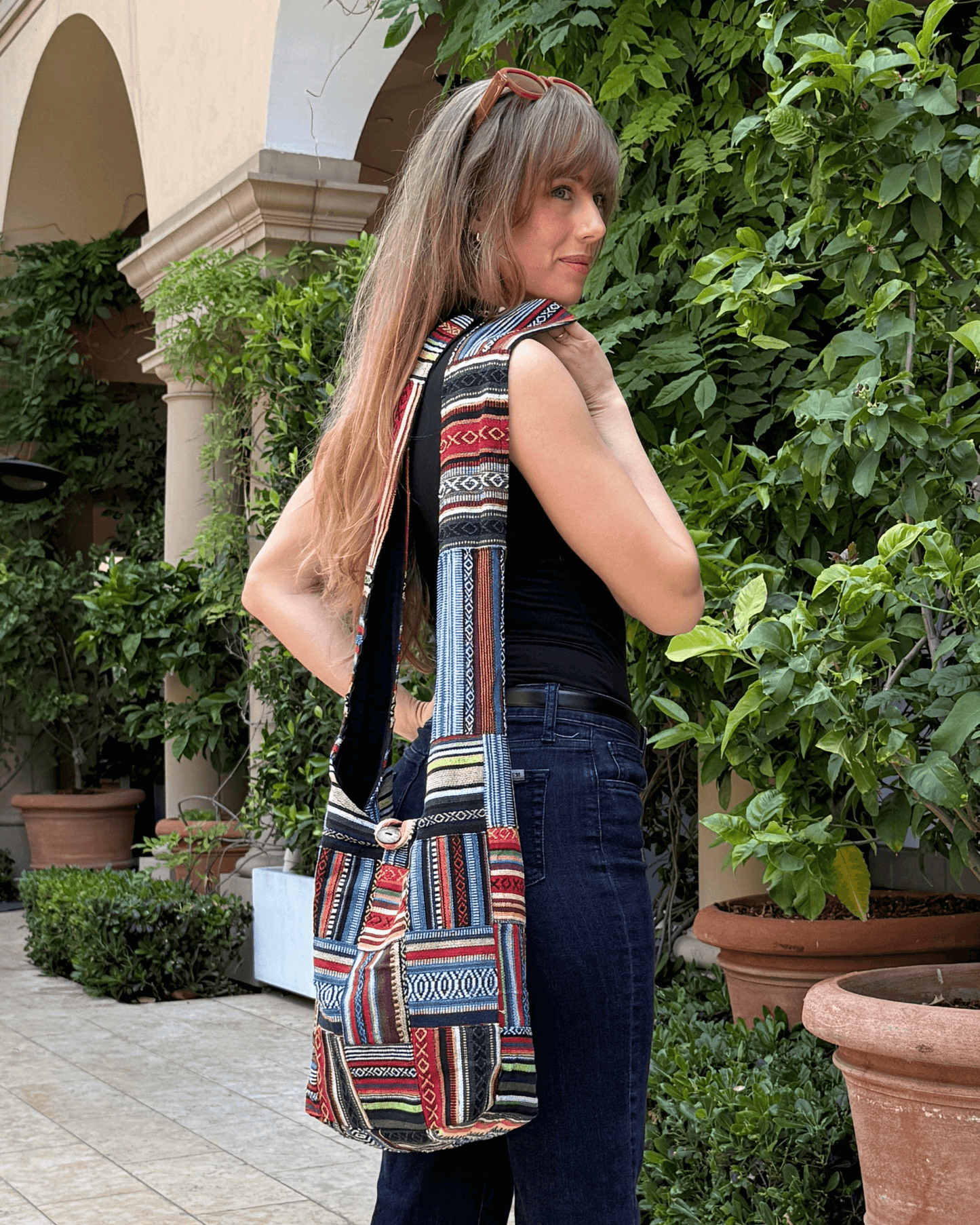 Sac Hobo Rayé Patchwork de la Collection Kathmandu