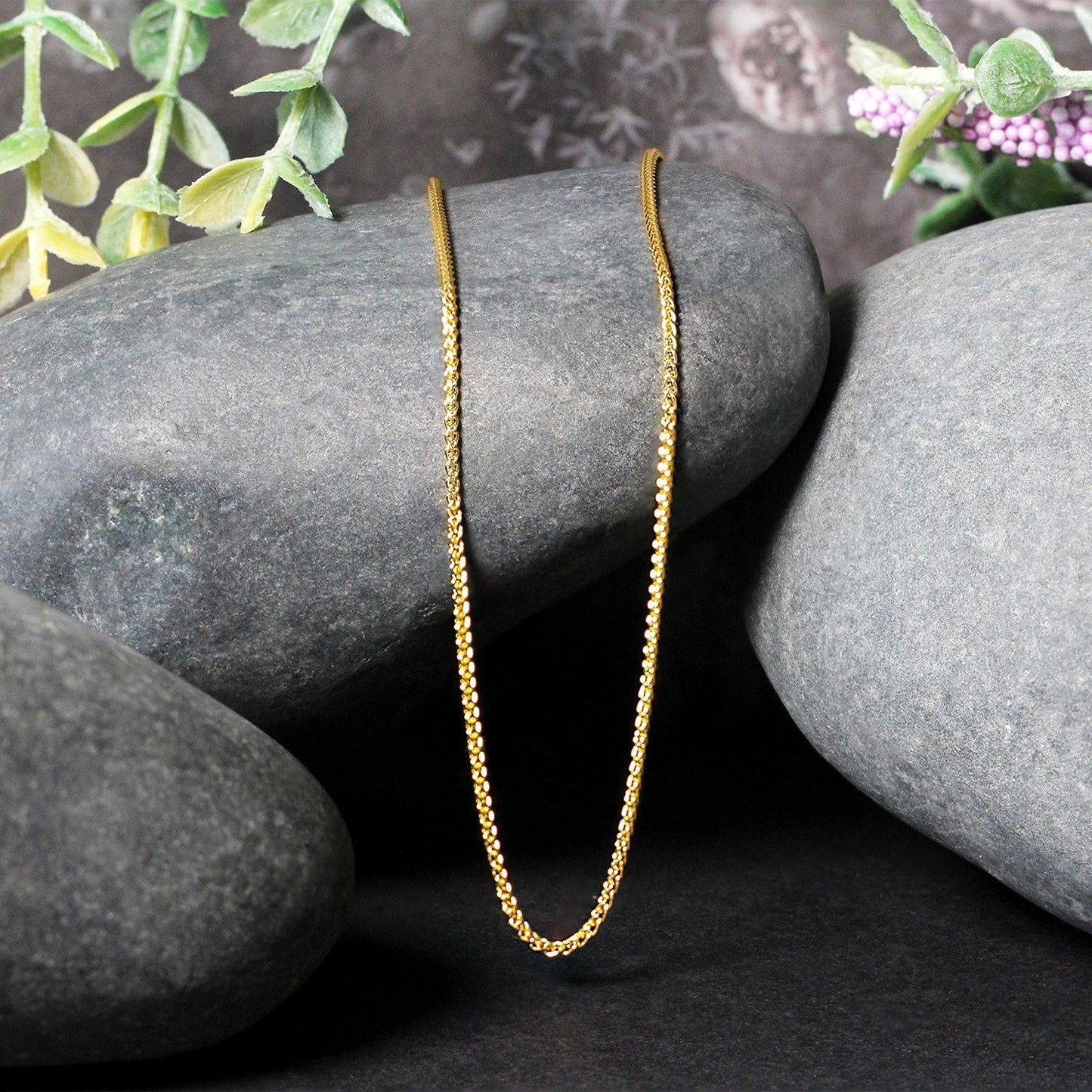14k Yellow Gold Round Wheat Chain - 1.2mm