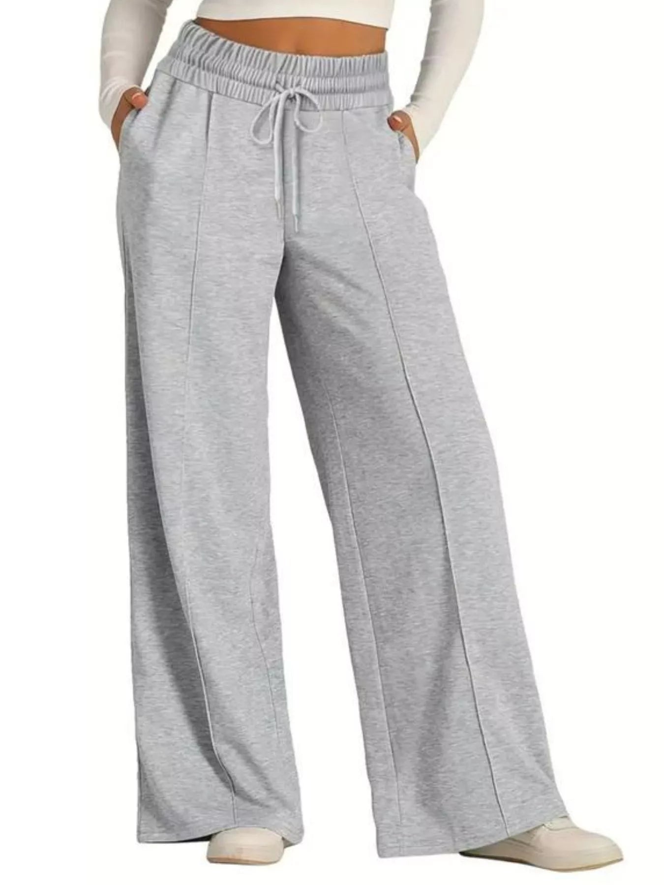 Pantalones de pierna ancha con cordón para un estilo sin esfuerzo