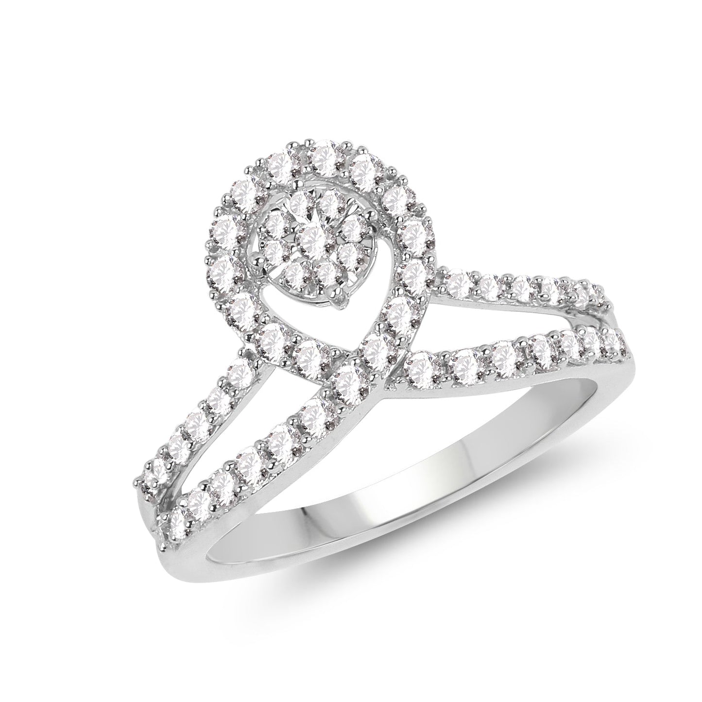 Anillo de Compromiso de Diamante Blanco de 0.54 Quilates en Oro Blanco de 14K