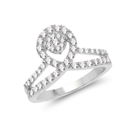 Anillo de Compromiso de Diamante Blanco de 0.54 Quilates en Oro Blanco de 14K