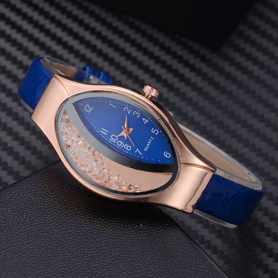 Montre de luxe élégante pour femmes avec bracelet en cuir