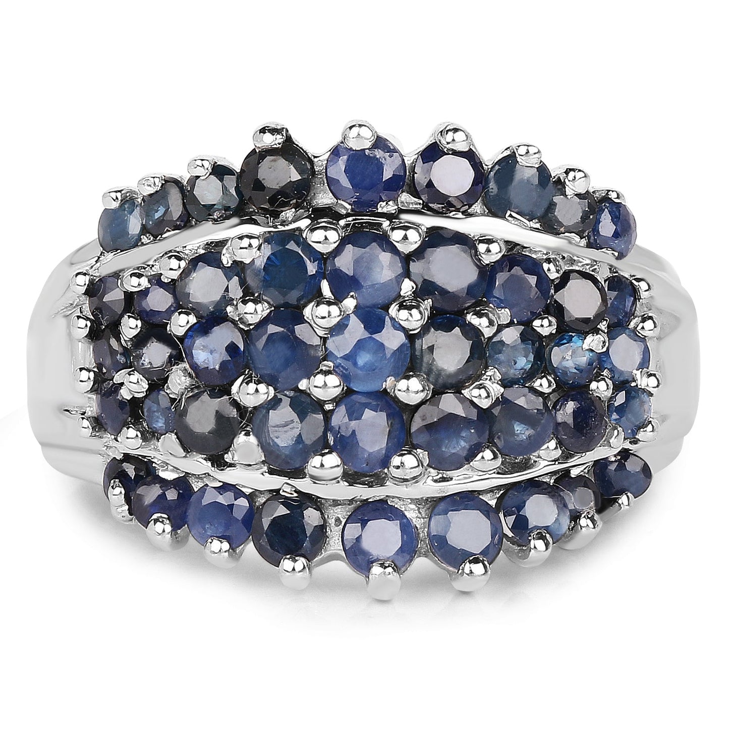 2.70 Carat Blue Sapphire Cluster Ring in Sterling Silver