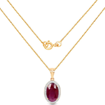 6.40 Carat Ruby and Diamond 14K Yellow Gold Pendant