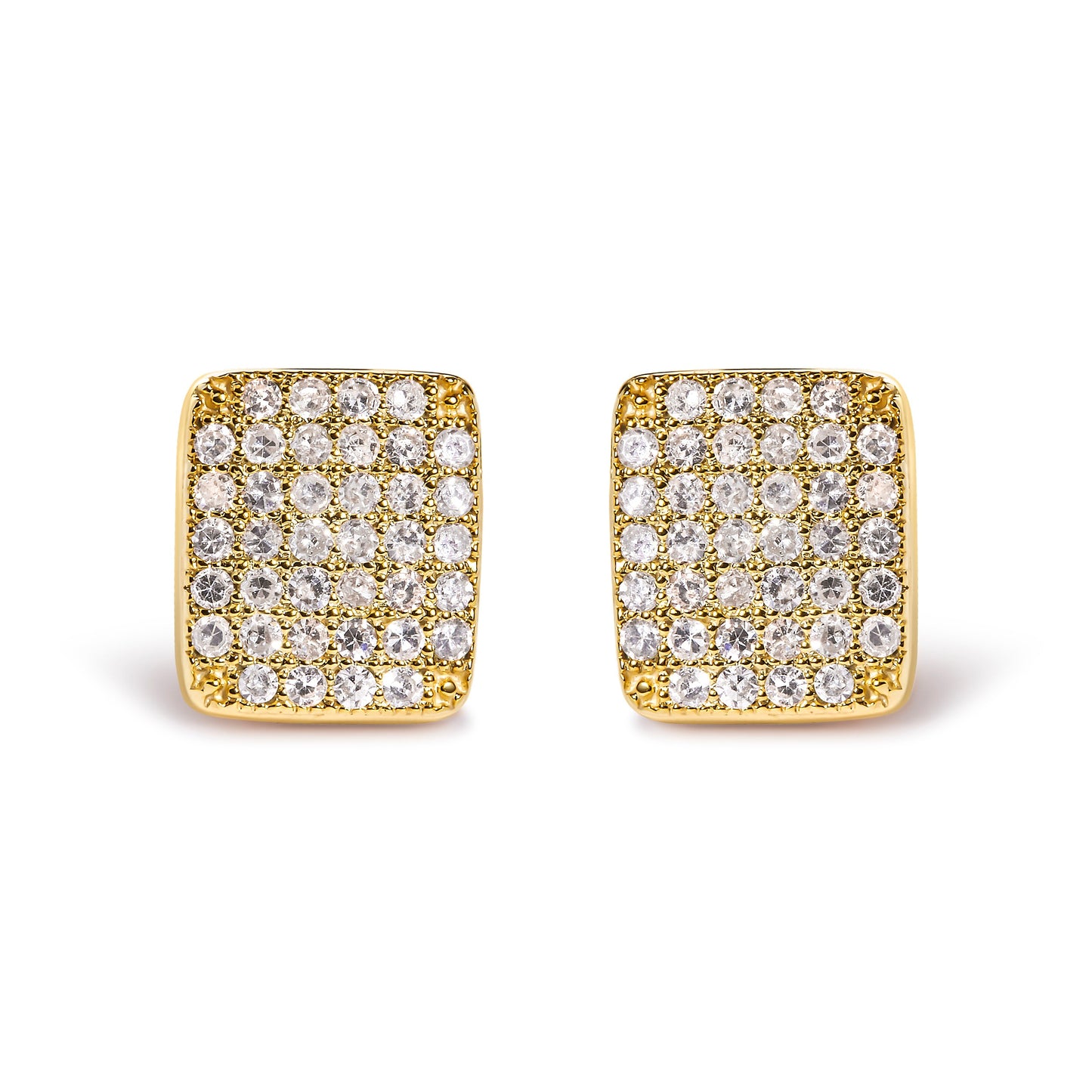 Pendientes de Aro Cuadrados con Diamantes en Oro Amarillo de 14K