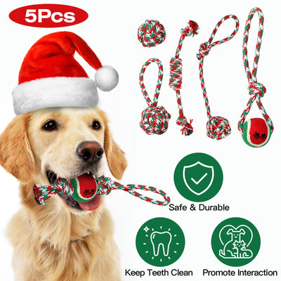 GBruno 5-Piece Christmas Dog Rope Chew Toys